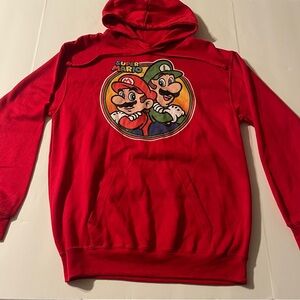 Super Mario Mario Luigi Hoodie Men’s M Red Nintendo Licensed